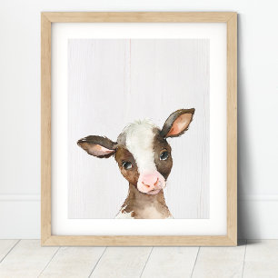 Braun Kuh Farm Kinderzimmer Kunst Druck Poster