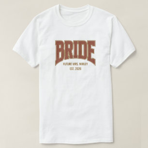 Braun + Kupfer Faux Glitter BRIDE Verlobung T-Shirt