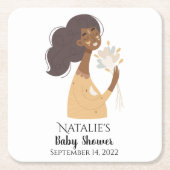 Braun lächelnd bohenhafte Frau mit Herzensbouquet Rechteckiger Pappuntersetzer (Vorderseite)