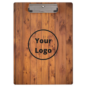 Braun lackiertes Holz mit Logo Klemmbrett