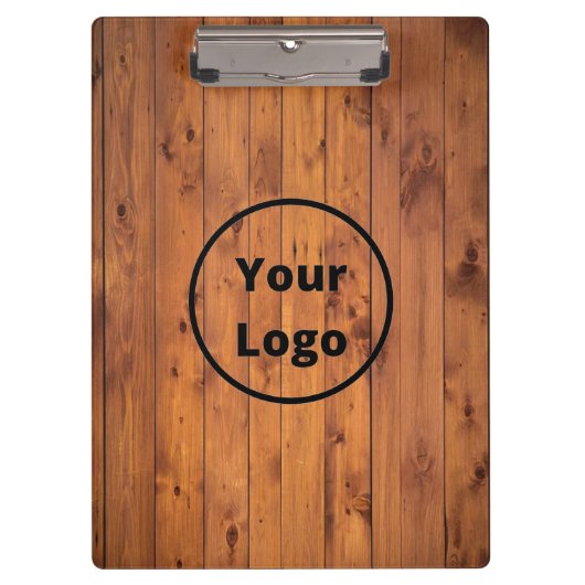 Braun lackiertes Holz mit Logo Klemmbrett (Vorderseite)