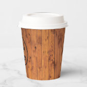 Braun lackiertes Holz mit Logo Pappbecher (Links)