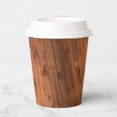 Braun lackiertes Holz mit Logo Pappbecher (Rückseite)