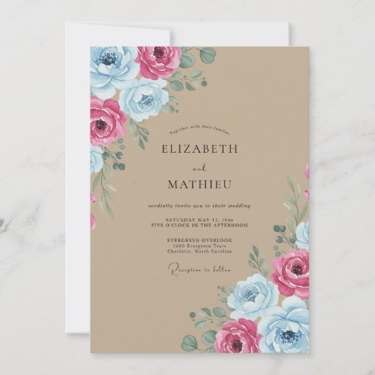 Braun Lebendige Rustikale Hochzeit Einladung (Vorderseite)
