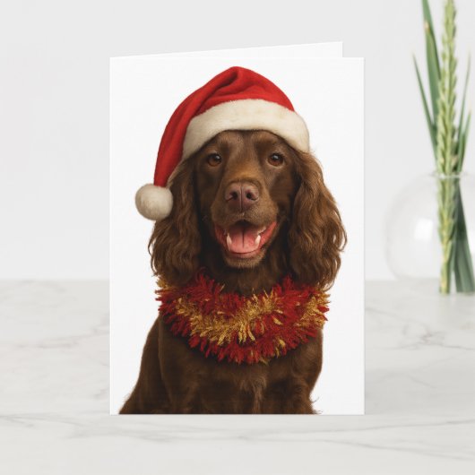 Braun / Leber Cocker Spaniel Frohe Weihnachtskarte Karte (Vorderseite)