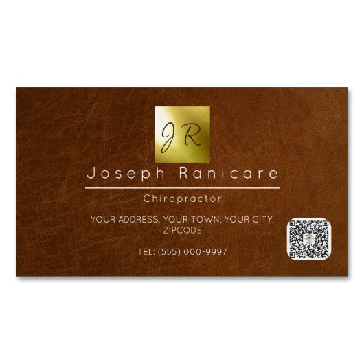 Braun Leder Luxus-Branding Gold-Folie Magnetische Visitenkarte (Vorderseite)