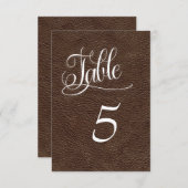 Braun Leder Western Hochzeitskarte Tischnummer (Vorne/Hinten)