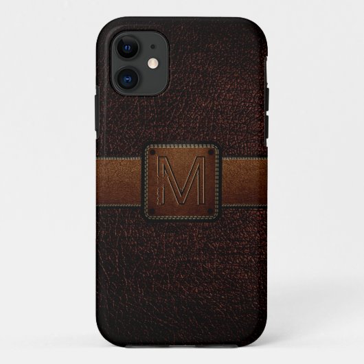 Braun Lederoptik Brauner Aufnäher Case-Mate iPhone Hülle (Rückseite)
