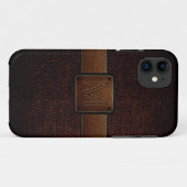 Braun Lederoptik Brauner Aufnäher Case-Mate iPhone Hülle (Rückseite (Horizontal))
