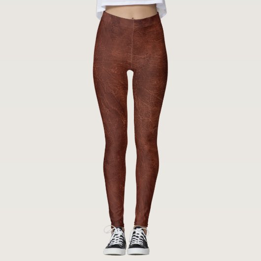 Braun Leggings aus Leder (Vorderseite)