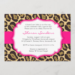 Braun Leopard & Hot Pink Baby Dusche Einladungen