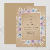 Braun-lila rustikale Boho-Hochzeit Einladung (Vorne/Hinten)