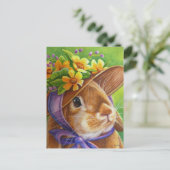 Braun Lop Eared Kaninchen Bonnet Wasserfarbe Kunst Postkarte (Stehend Vorderseite)