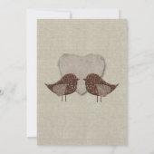 Braun Lovebirds Linen Style Hochzeit Einladung (Rückseite)