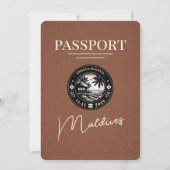 Braun-Malediven-Passport-Hochzeit Einladung (Rückseite)