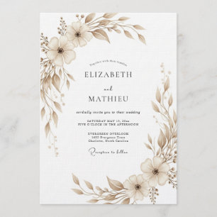 Braun malerische botanische Hochzeit Einladung