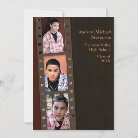 Braun, Maroon-Farbblock Grad-Fotokarte Ankündigung (Vorderseite)