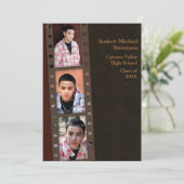 Braun, Maroon-Farbblock Grad-Fotokarte Ankündigung (Stehend Vorderseite)