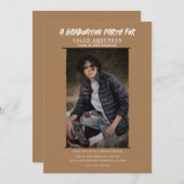 Braun-Minimal-Foto-Graduierungsparty Einladung (Vorne/Hinten)