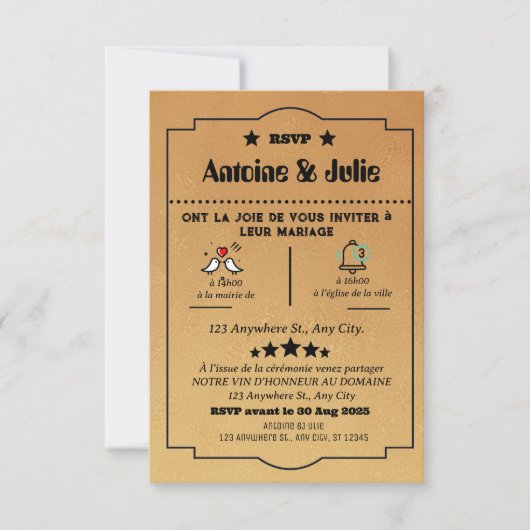 Braun-Minimal-Hochzeit RSVP Karte (Vorderseite)