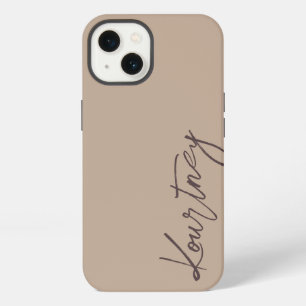 Braun-Minimalist-Druckschrift Name Personalisiert iPhone 13 Hülle