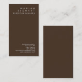 Braun Minimalistisch Elegant Anspruchsvoll modern Visitenkarte (Vorne/Hinten)