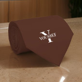 Braun Minimalistisch Mit Monogramm Krawatte