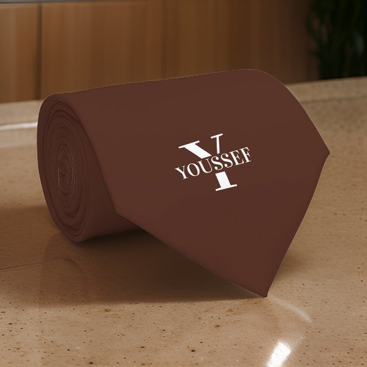 Braun Minimalistisch Mit Monogramm Krawatte