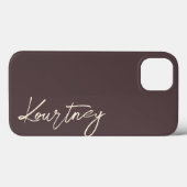 Braun Minimalistische Schrift Name Personalisiert Case-Mate iPhone Hülle (Rückseite (Horizontal))