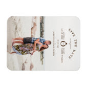 Braun Minimalistisches einfaches Foto Hochzeit Magnet (Horizontal)