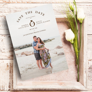 Braun Minimalistisches einfaches Foto Hochzeit Save The Date
