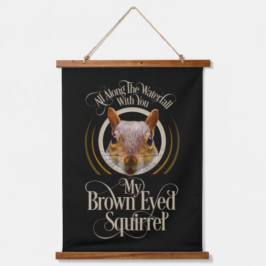 Braun Mit Augen Eichhörnchen - lustiger Eichhörnch Wandteppich Mit Holzrahmen (Vorderseite)