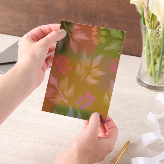 Braun mit Blumenmuster Pergament Einladungen (Handgehalten)