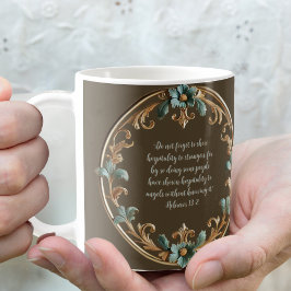 Braun mit Blütenrahmen, anpassbare Bibel Verse Kaffeetasse