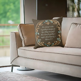 Braun mit Blütenrahmen, anpassbare Bibel Verse Kissen