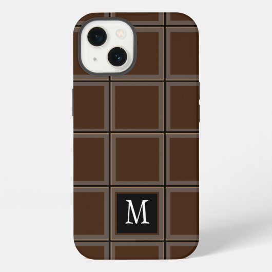 Braun mit dunkler Schokolade Custom Einzelinitial iPhone Hülle (Rückseite)