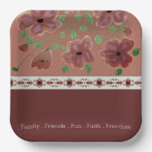 Braun mit eleganter Blüte Pappteller (Vorderseite)