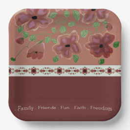 Braun mit eleganter Blüte Pappteller