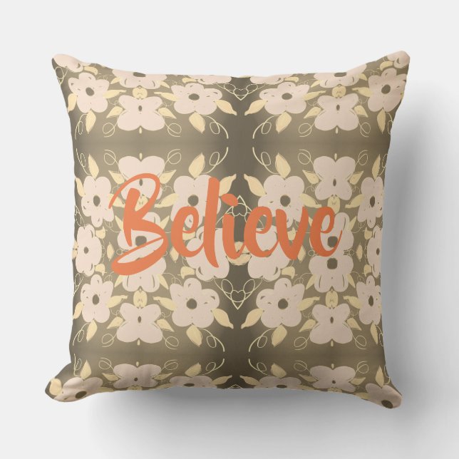 braun mit Pfirsichblüte Kissen (Vorderseite)