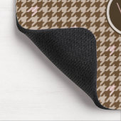 Braun mit Rose Gold Accent Hahnentrittmuster Mouse Mousepad (Ecke)