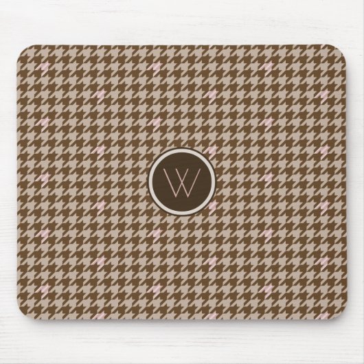 Braun mit Rose Gold Accent Hahnentrittmuster Mouse Mousepad (Vorne)
