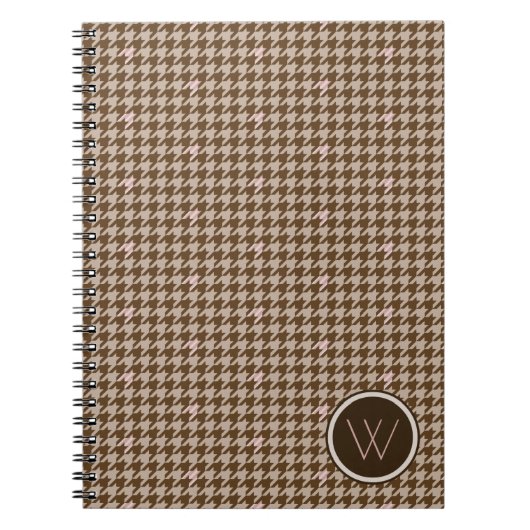 Braun mit Rose Gold Accent Hahnentrittmuster Noteb Notizblock (Vorderseite)
