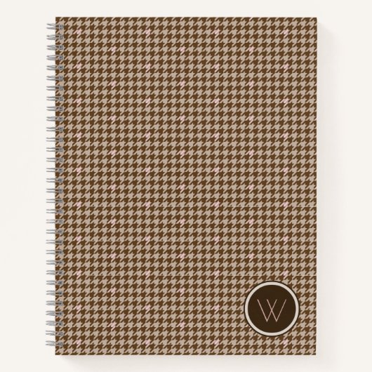 Braun mit Rose Gold Accent Hahnentrittmuster Noteb Notizblock (Vorderseite)