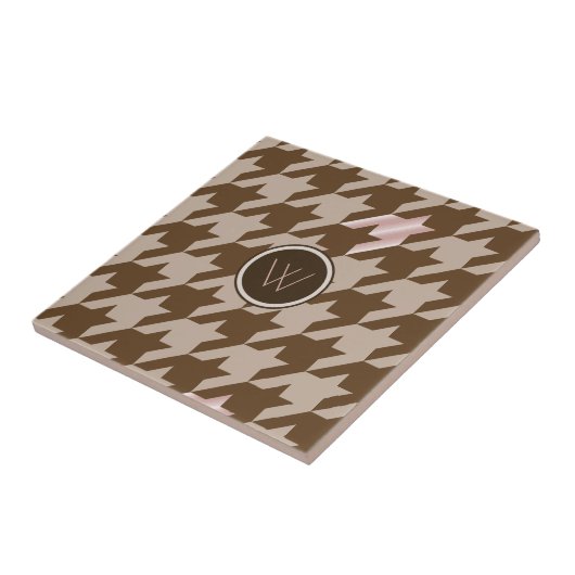 Braun mit Rose Gold Accent Hahnentrittmuster Tile Fliese (Seite)