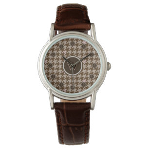 Braun mit Rose Gold Accent Hahnentrittmuster Watch Armbanduhr