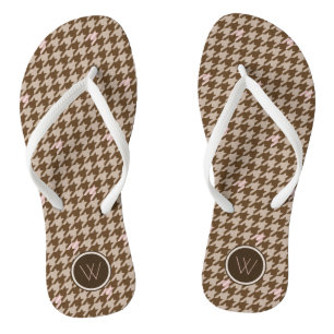 Braun mit Rose Gold Akzent Hahnentrittmuster Flip Badesandalen