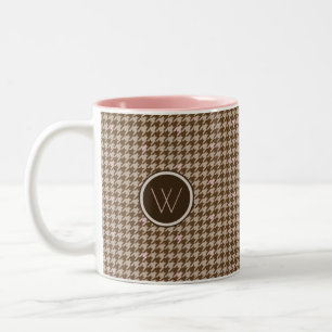 Braun mit Rose Gold Akzent Hahnentrittmuster Tasse