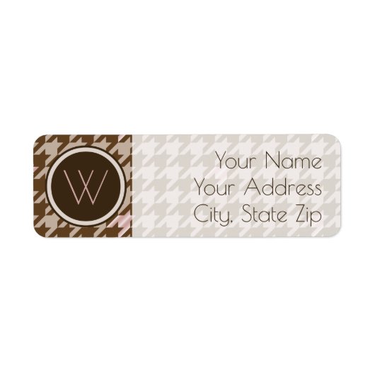 Braun mit Rose Gold Hahnentrittmuster-Adressetiket (Vorne)