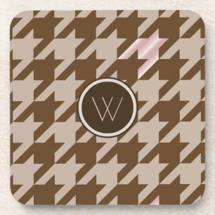 Braun mit Rose Gold Hahnentrittmuster Square Unter Getränkeuntersetzer