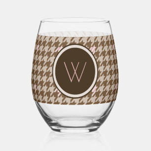 Braun mit Roségold-Akzent Houndstooth Weinglas Ohne Stiel
